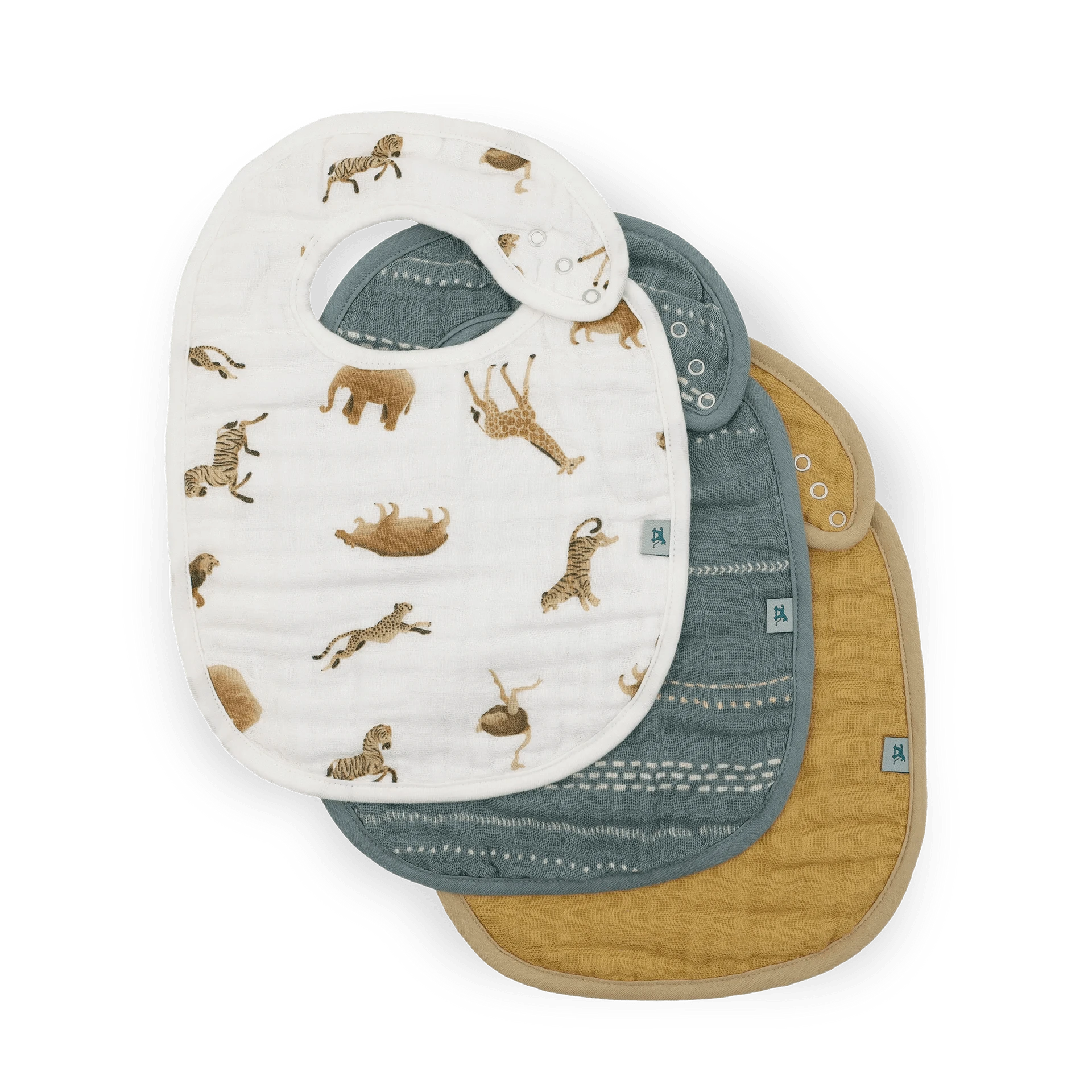 Organic Cotton Muslin Classic Bib 3 Pack - Animal Crackers Little Unicorn Lil Tulips
