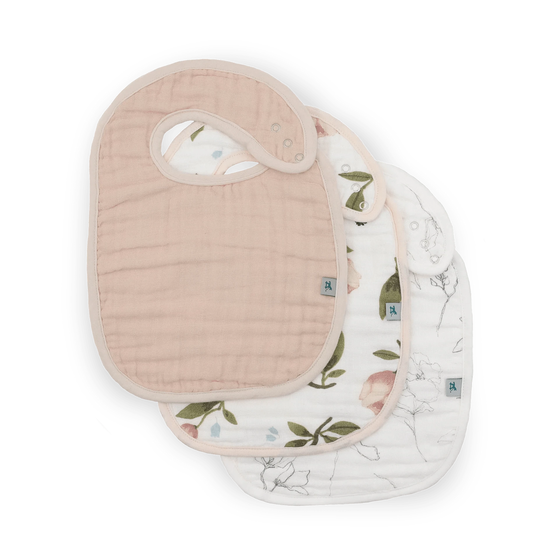 Organic Cotton Muslin Classic Bib 3 Pack - Watercolor Floret Little Unicorn Lil Tulips