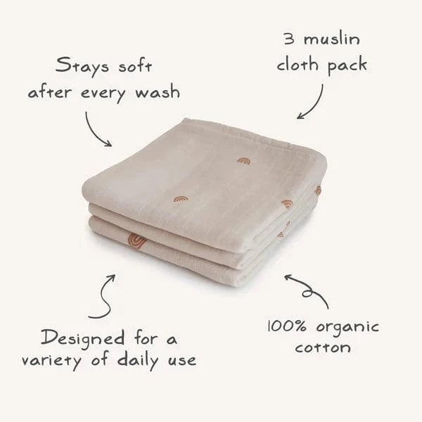 Organic Cotton Muslin Cloths 3-Pack - Flowers Mushie Lil Tulips