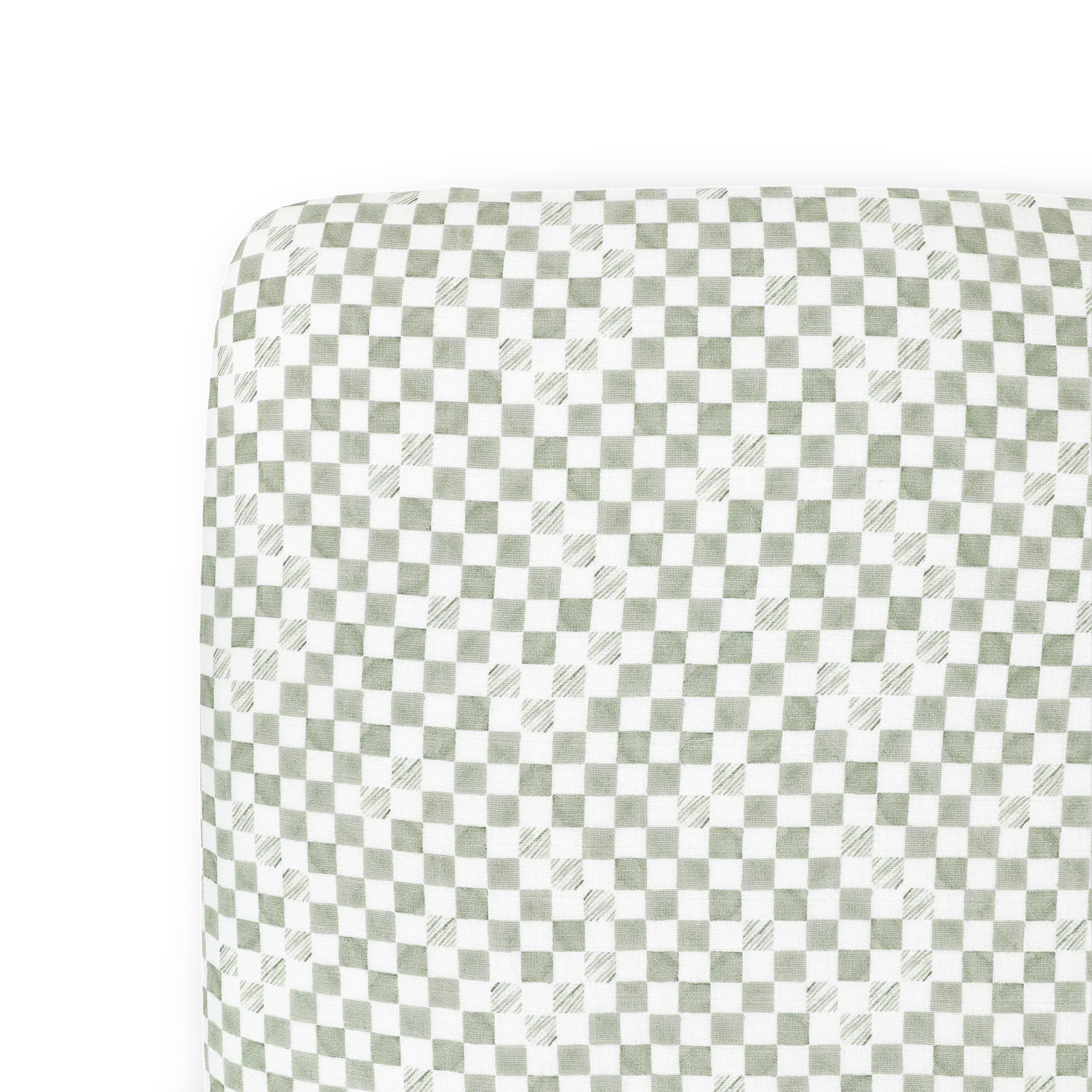 Organic Cotton Muslin Crib Sheet - Green Checker Little Unicorn Lil Tulips