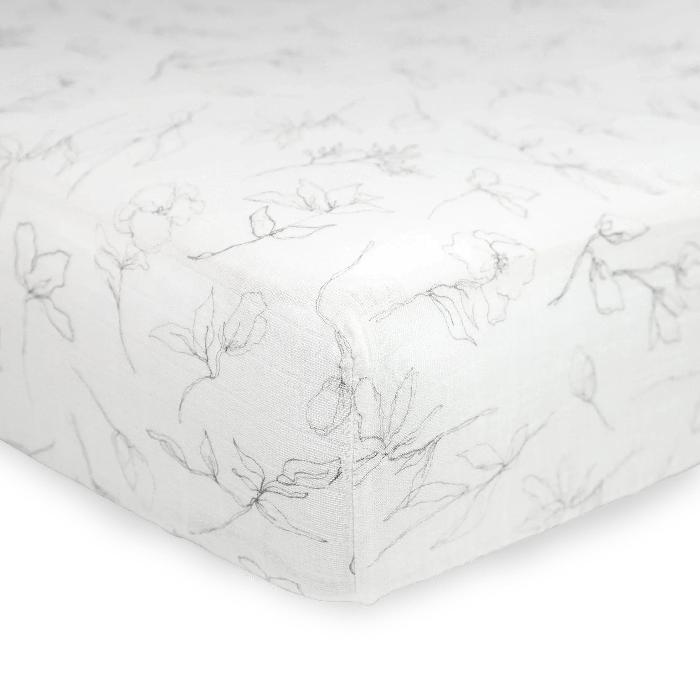Organic Cotton Muslin Crib Sheet - Pencil Floral Little Unicorn Lil Tulips