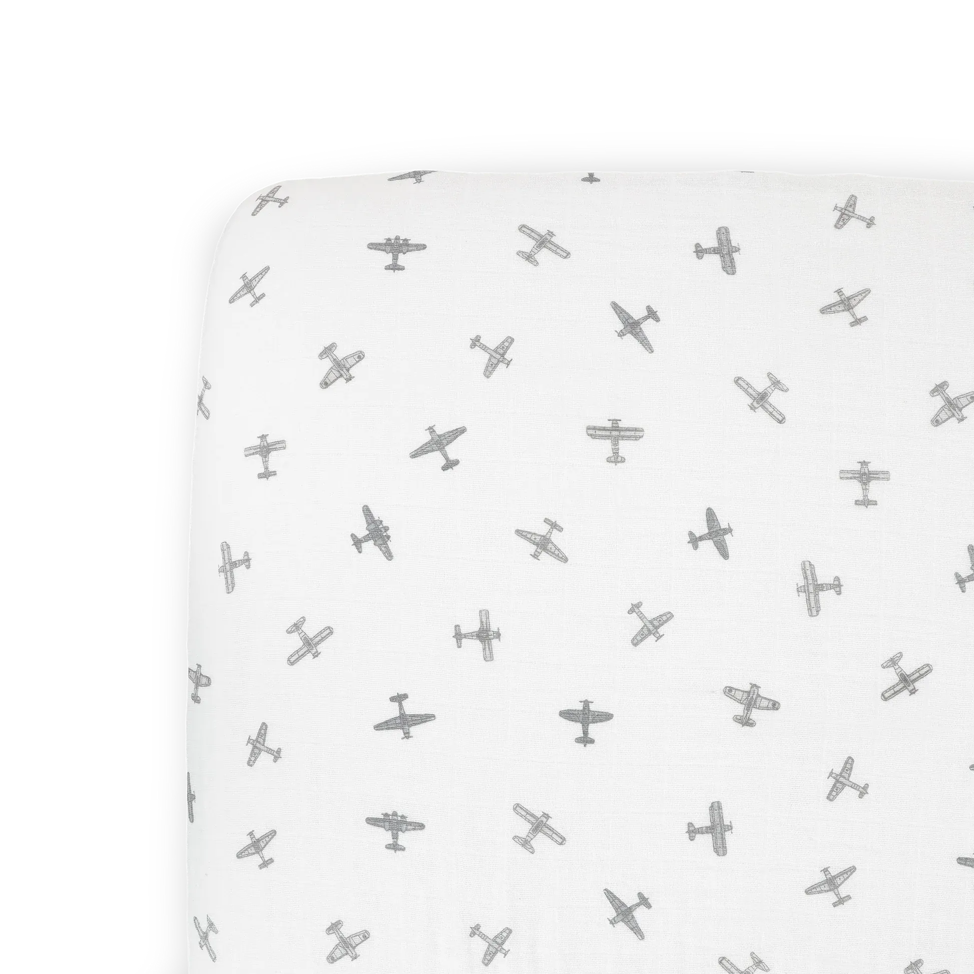 Organic Cotton Muslin Crib Sheet - Pewter Planes Little Unicorn Lil Tulips