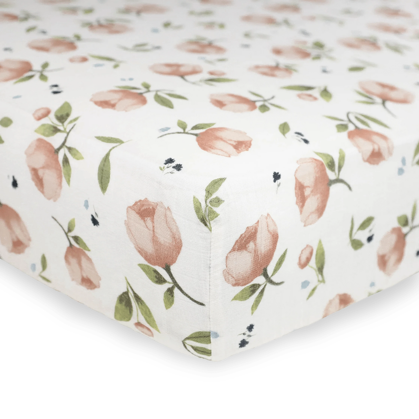 Organic Cotton Muslin Crib Sheet - Watercolor Floret Little Unicorn Lil Tulips