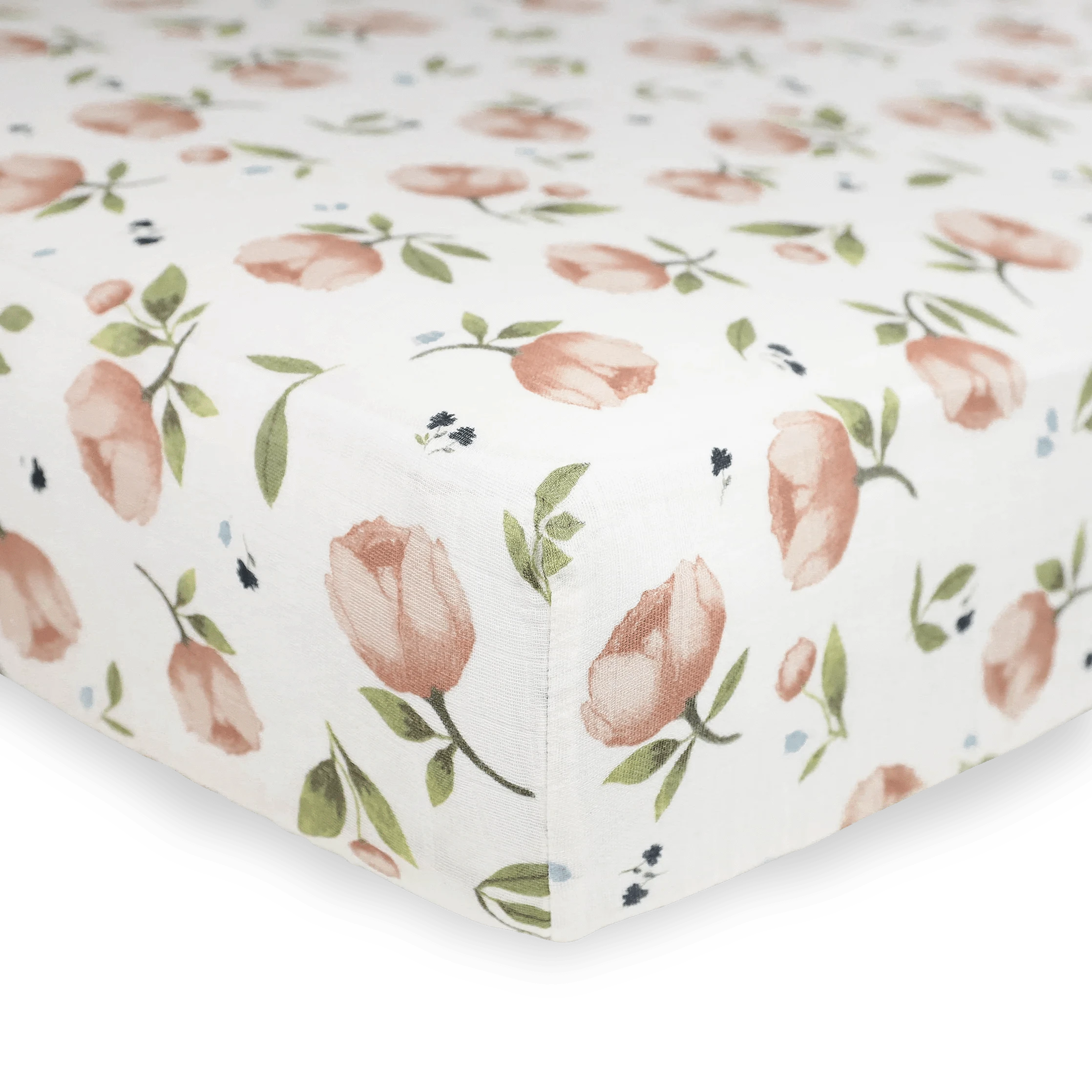 Organic Cotton Muslin Crib Sheet - Watercolor Floret Little Unicorn Lil Tulips