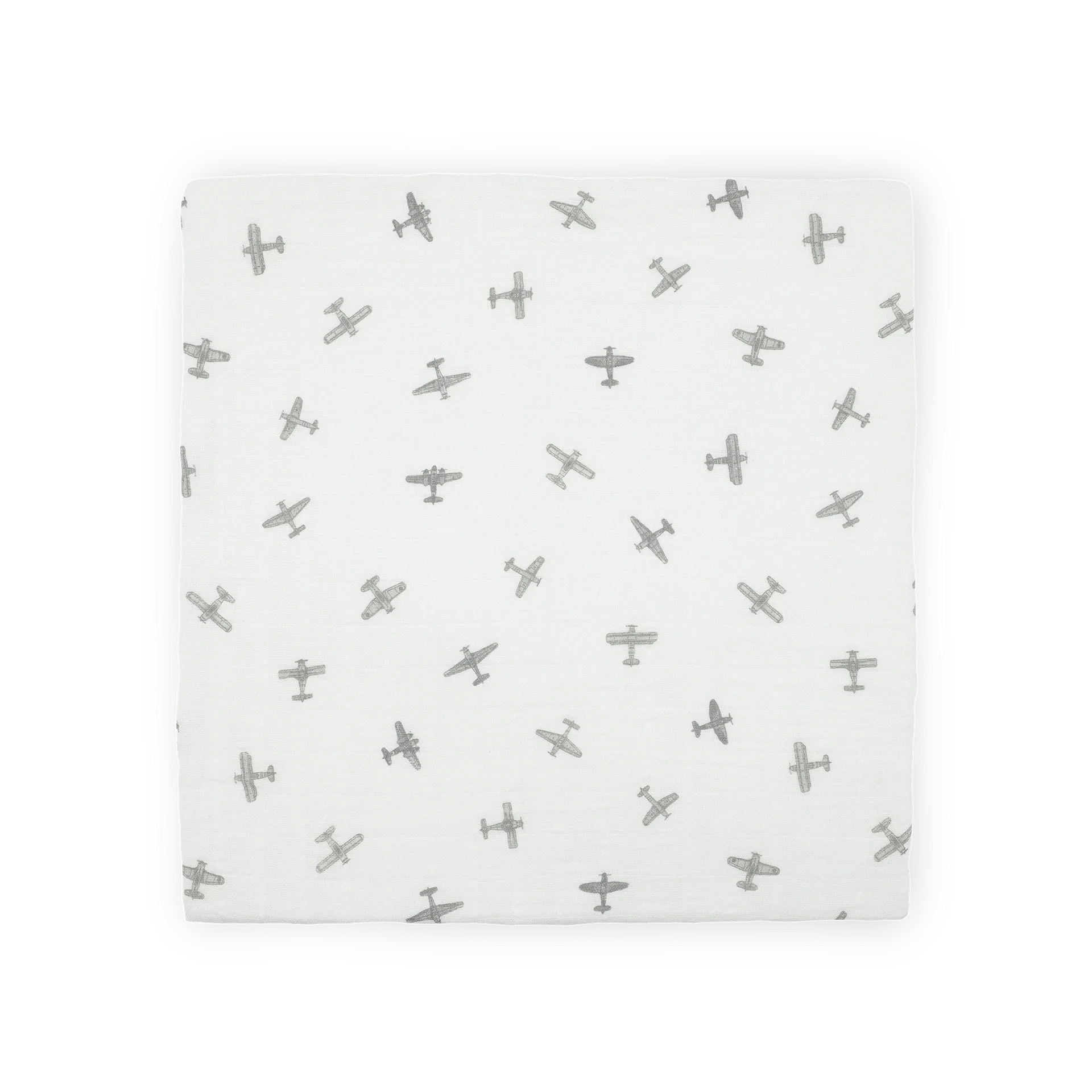Organic Cotton Muslin Swaddle Blanket - Pewter Planes Little Unicorn Lil Tulips