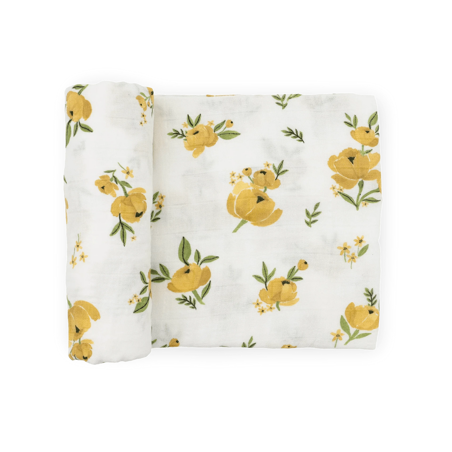 Organic Cotton Muslin Swaddle Blanket - Yellow Roses Little Unicorn Lil Tulips