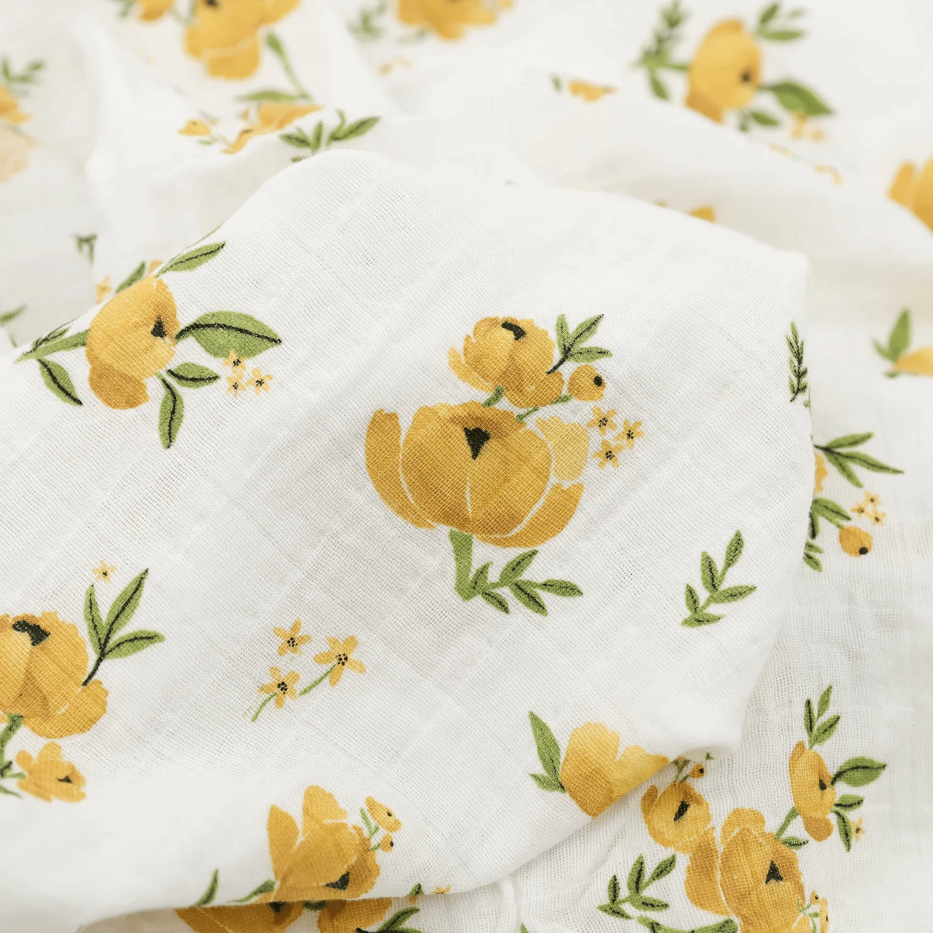 Organic Cotton Muslin Swaddle Blanket - Yellow Roses Little Unicorn Lil Tulips