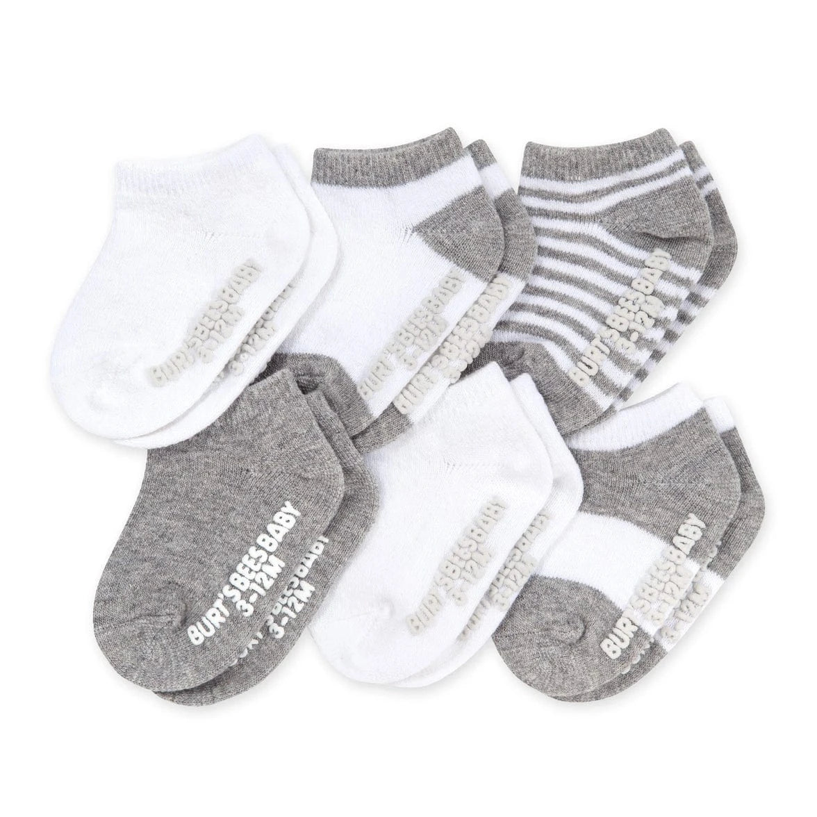 Organic Cotton Solid & Stripes Ankle Socks - Heather Grey Burt's Bees Baby Lil Tulips