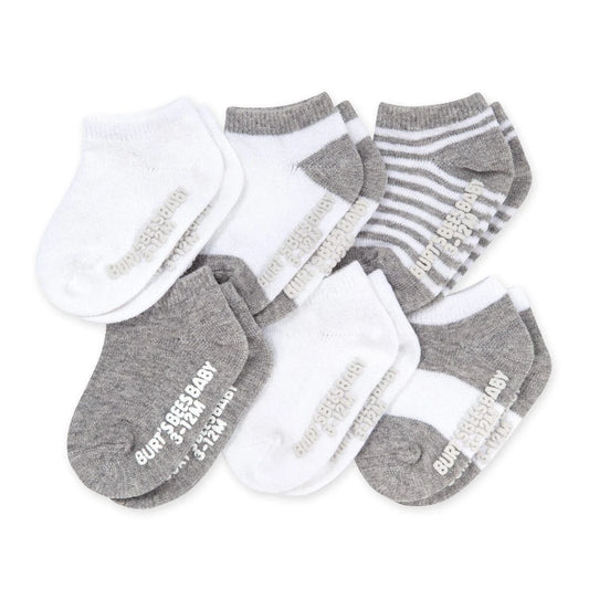 Organic Cotton Solid & Stripes Ankle Socks - Heather Grey Burt's Bees Baby Lil Tulips