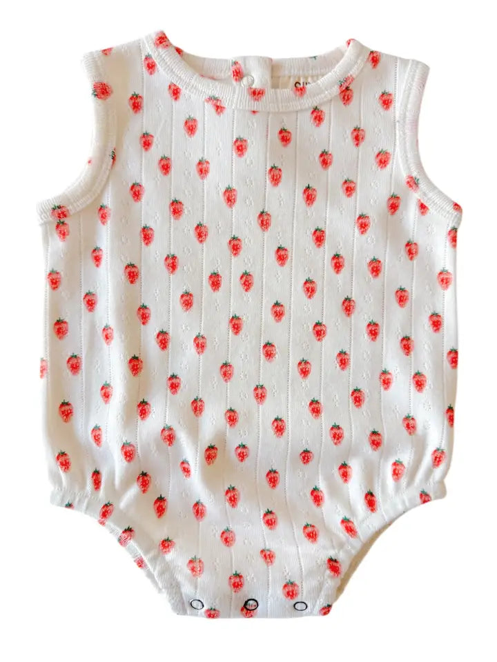 Organic Pointelle Dune Bubble - White Strawberry SIIX Collection Lil Tulips