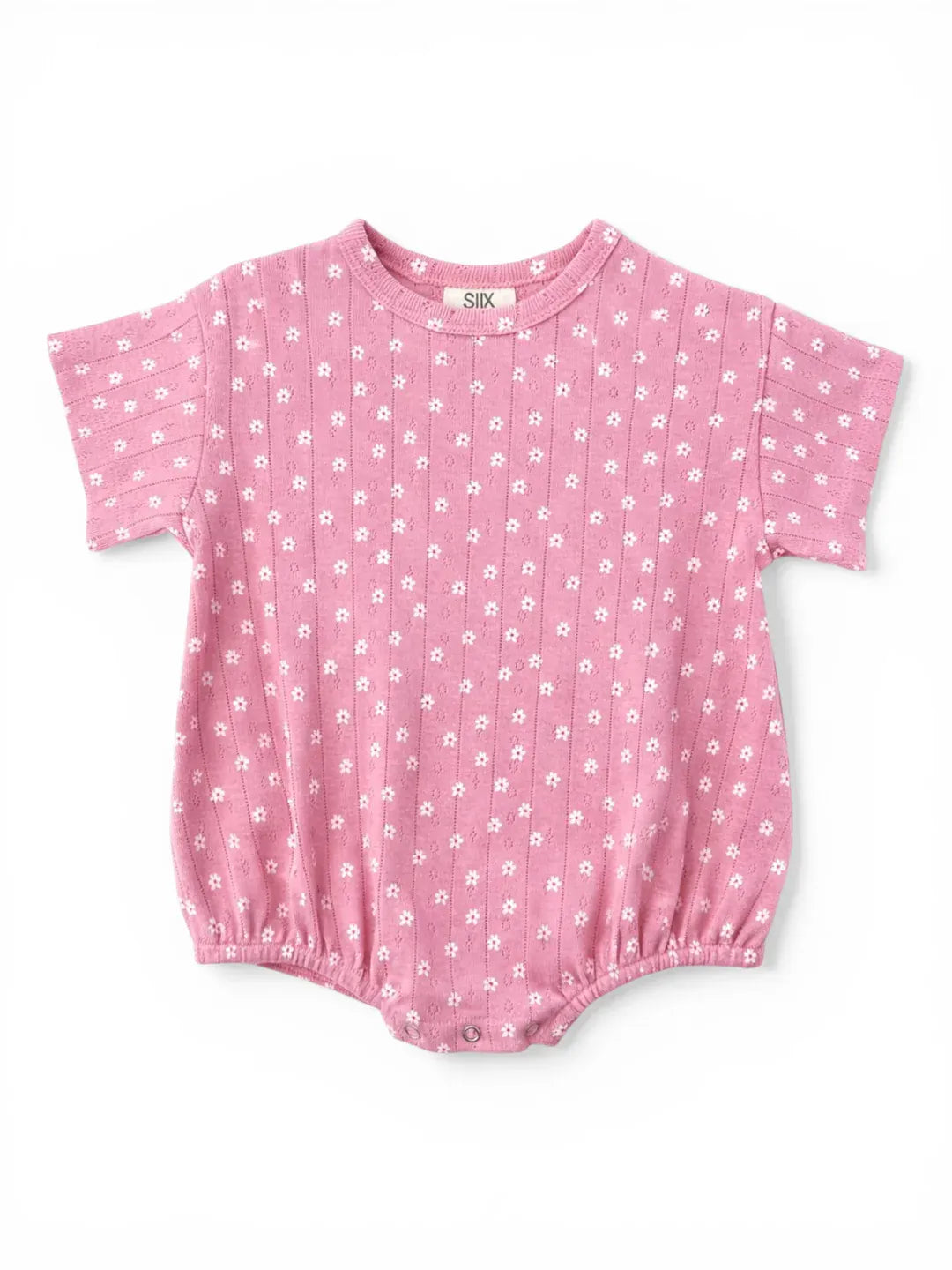 Organic Pointelle T-Shirt Bubble - Pink Flower SIIX Collection Lil Tulips