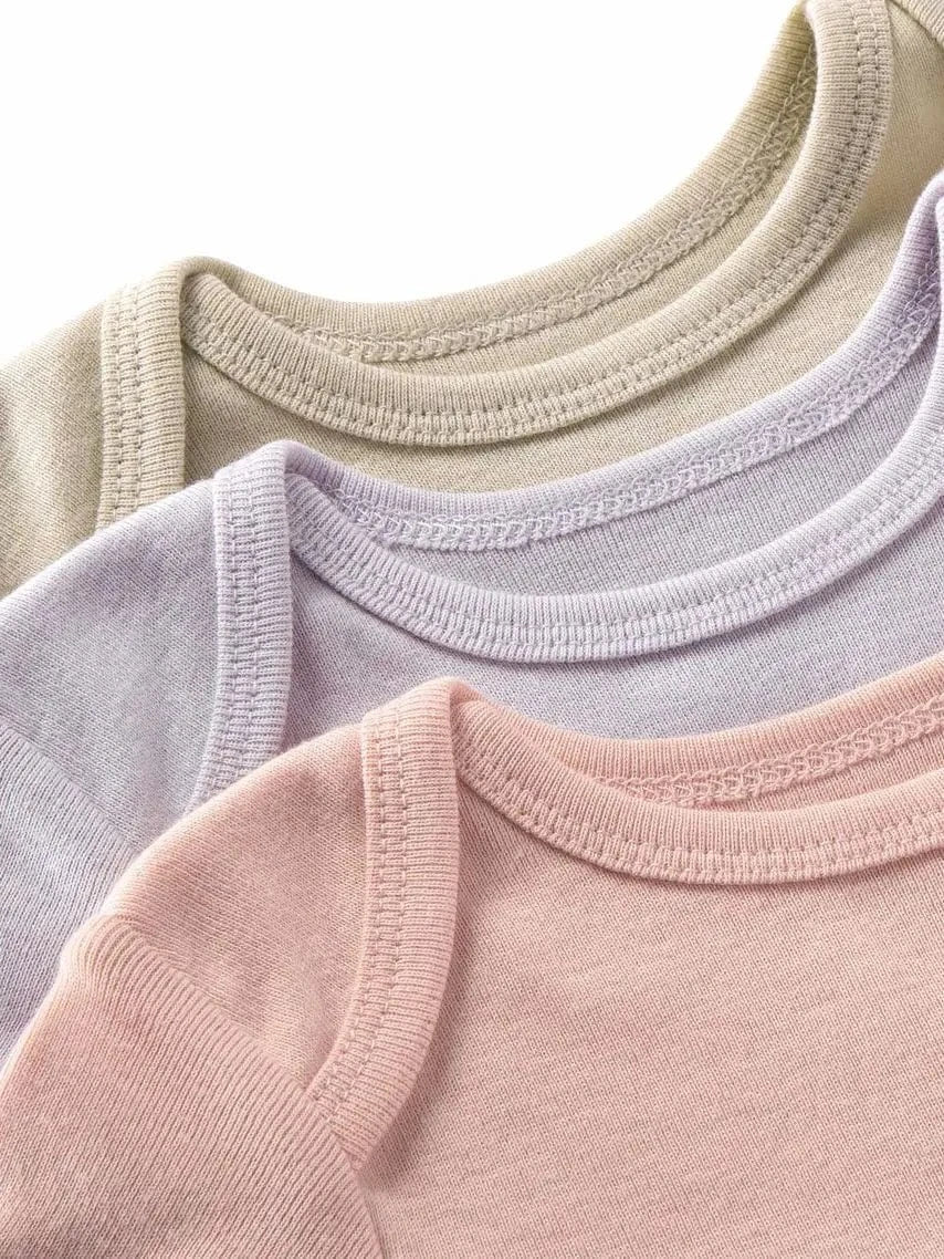 Organic Solid Short Sleeve Bodysuits - Set of 3 - Pink Sand Burt's Bees Baby Lil Tulips