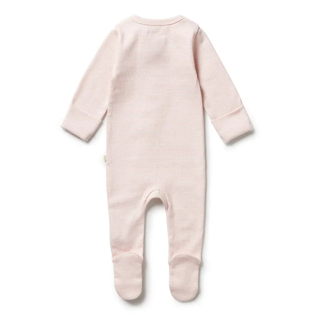 Organic Stripe Rib Zipsuit with Feet - Cantaloupe Wilson & Frenchy Lil Tulips