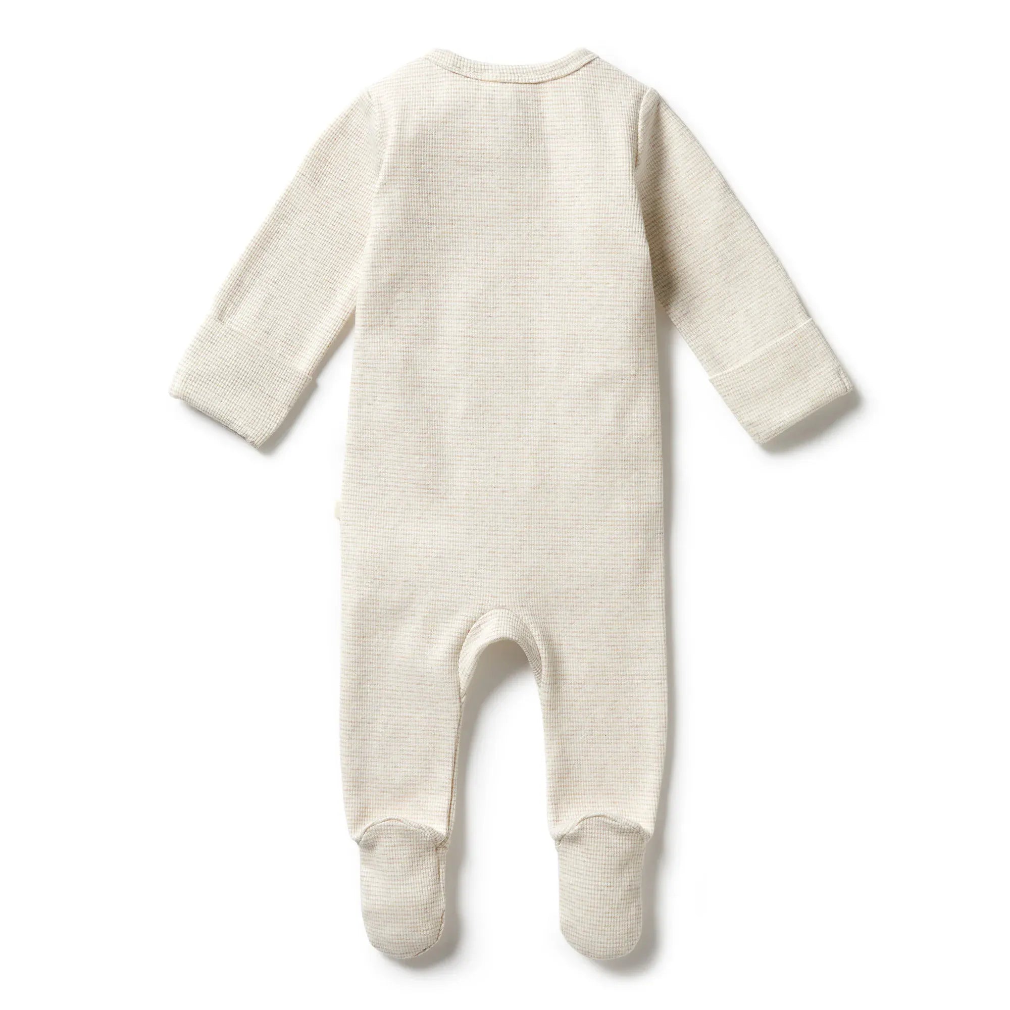 Organic Stripe Rib Zipsuit with Feet - Oatmeal Wilson & Frenchy Lil Tulips