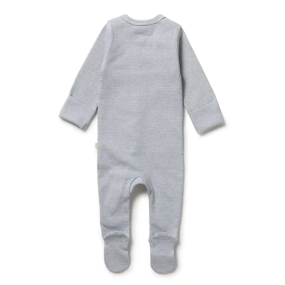 Organic Stripe Rib Zipsuit with Feet - Rain Drop Wilson & Frenchy Lil Tulips