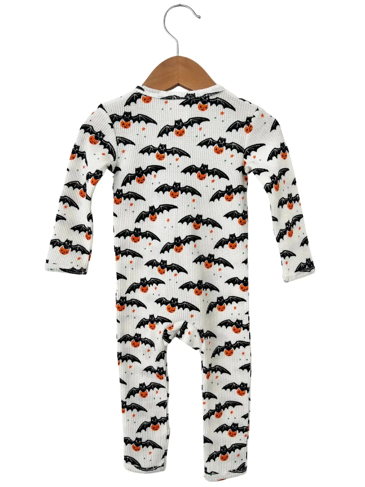 Organic Waffle Basic Zip Romper - Trick or Treating Bat SpearmintLOVE Lil Tulips