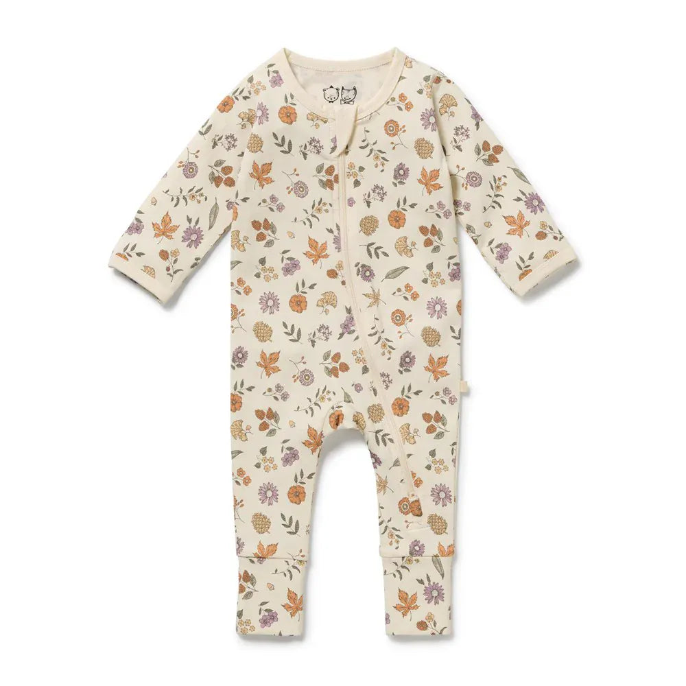 Organic Zipsuit - Maple Glow Wilson & Frenchy Lil Tulips