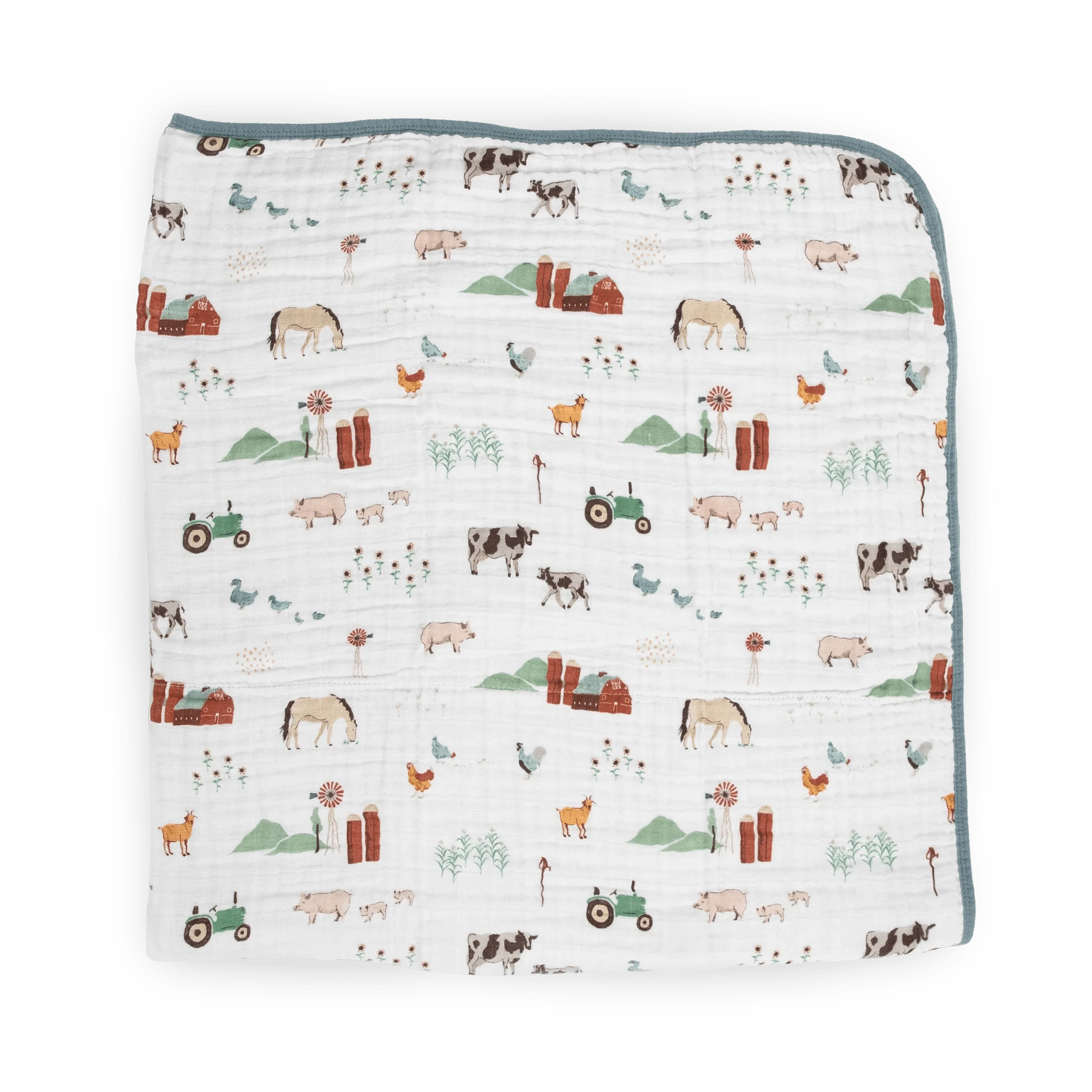 Original Cotton Muslin Quilt - Farmyard Little Unicorn Lil Tulips