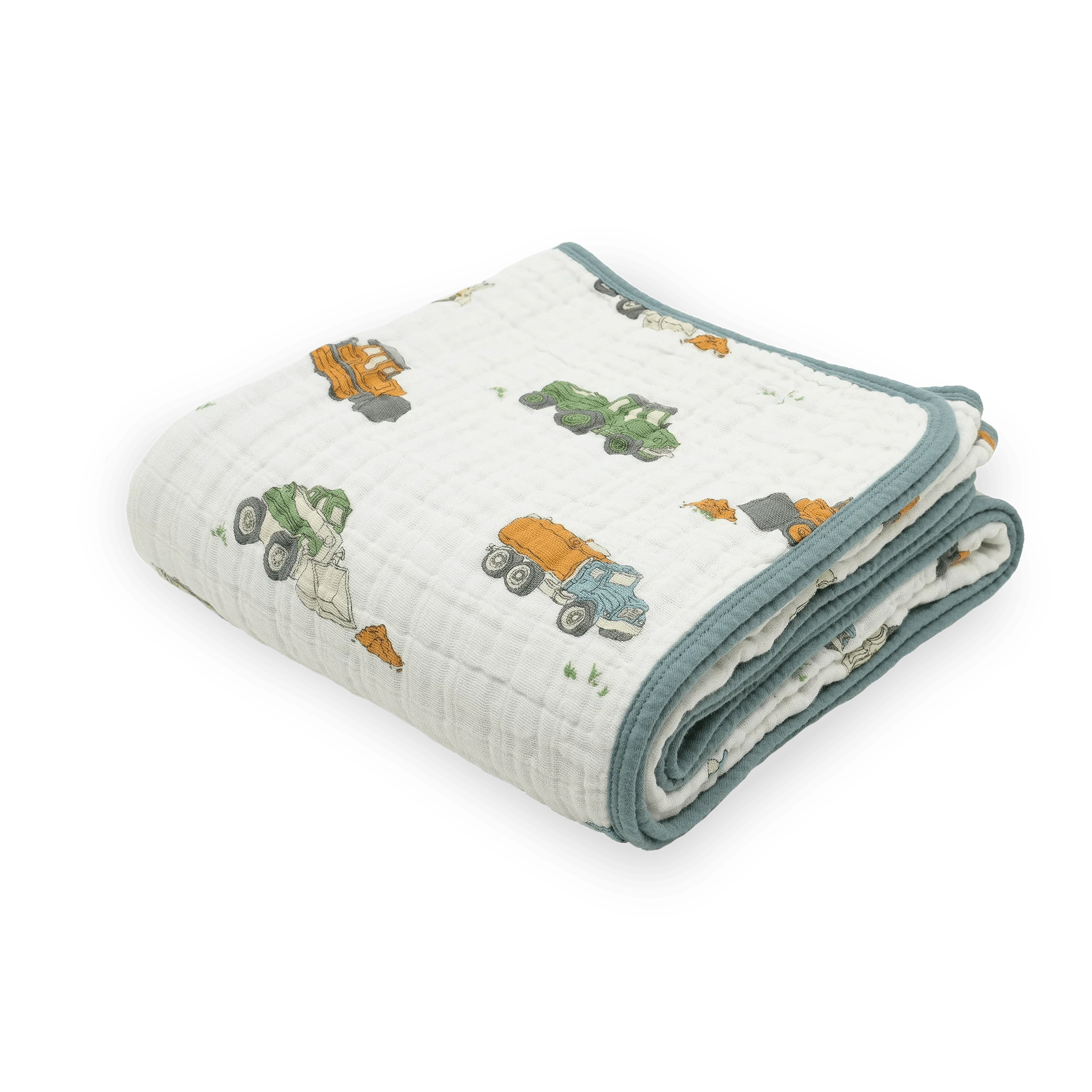 Original Cotton Muslin Quilt - Work Trucks Little Unicorn Lil Tulips
