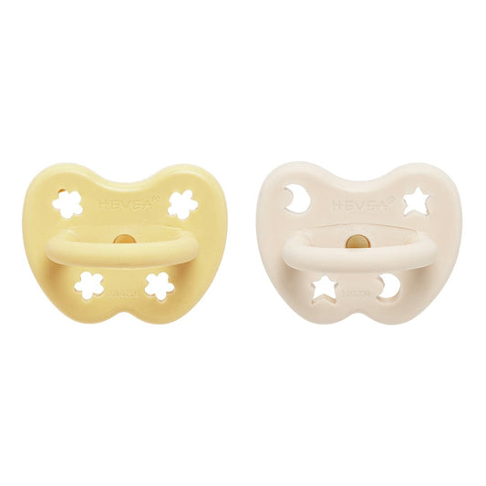 Pale Butter & Milky Orthodontic Pacifier 2 Pack (3-36 Months) Hevea Lil Tulips