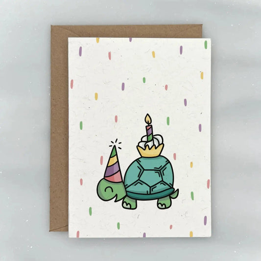 Party Animals - Turtle Birthday Gift Enclosure Card Lemon Doodle Lil Tulips