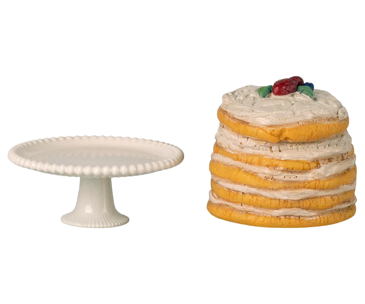 Party cake and cake stand, Mouse - Off white Maileg Lil Tulips