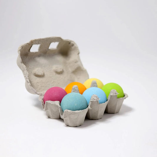 Pastel 6 Wooden Balls Grimm's Lil Tulips