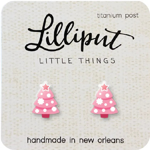 Pink Christmas Tree Earrings Lilliput Little Things Lil Tulips