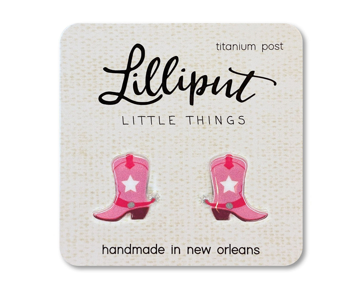 Pink Cowgirl Boot Earrings Lilliput Little Things Lil Tulips
