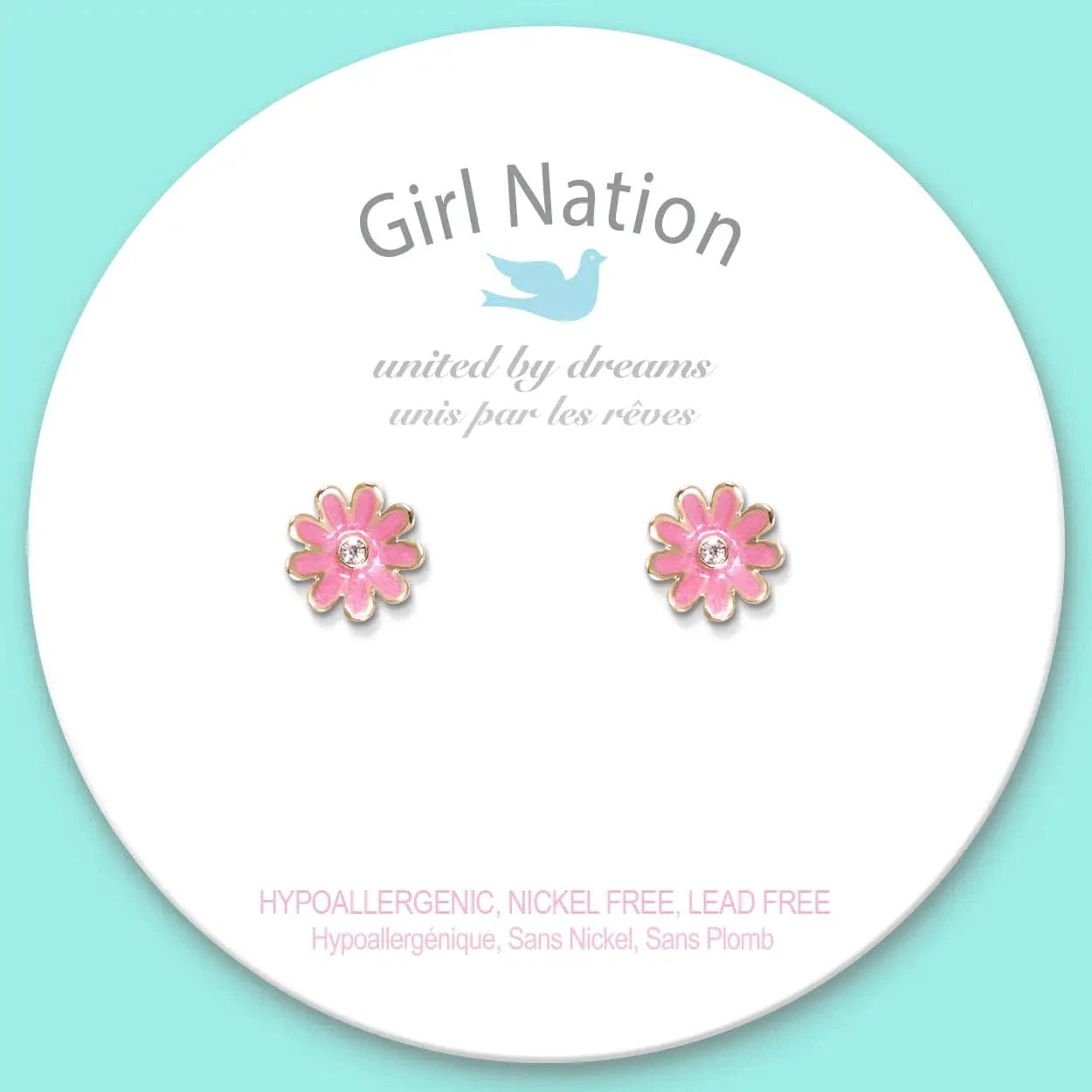 Pink Daisy Cutie Stud Earrings Girl Nation Bracelets Lil Tulips