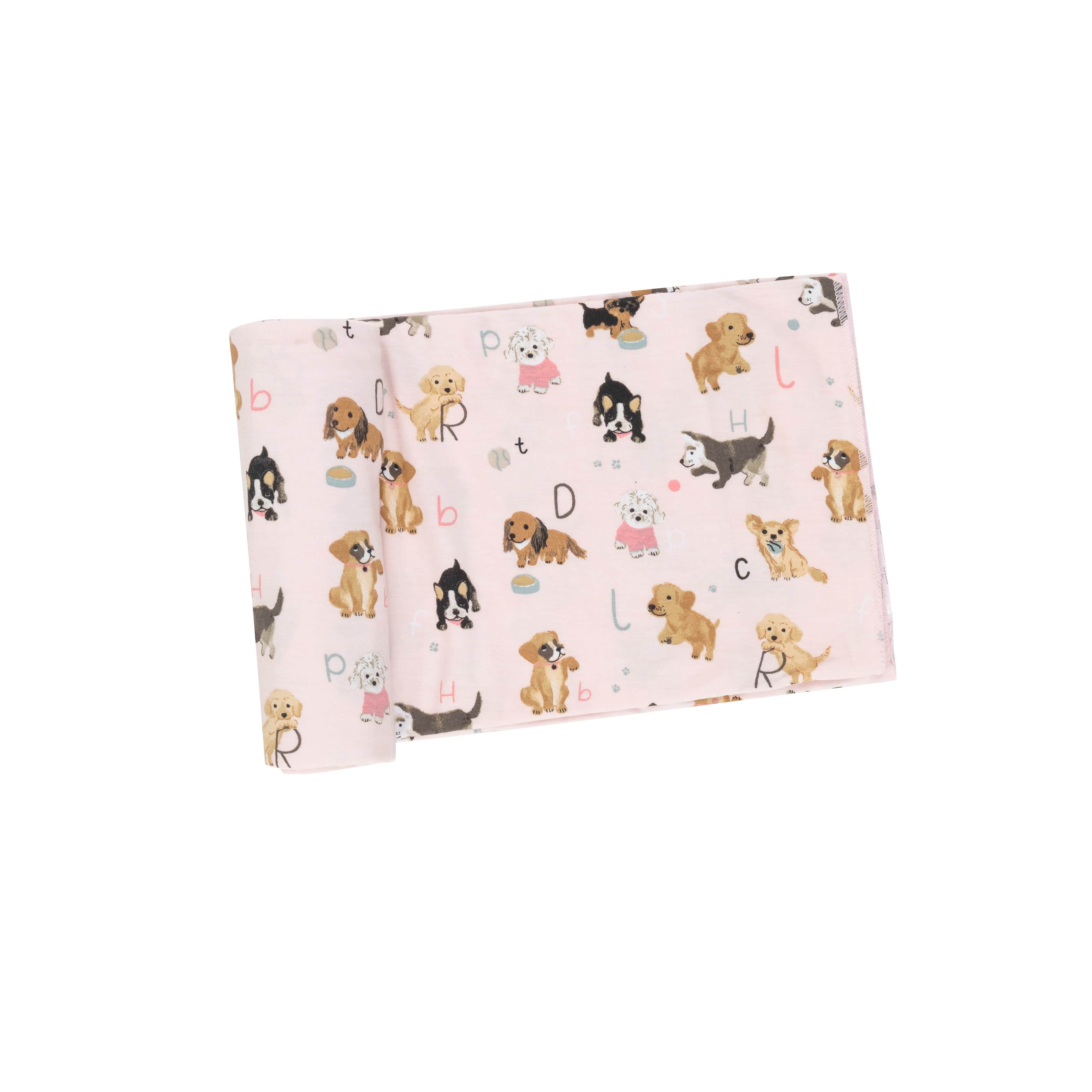 Pink Puppy Alphabet Stretch Swaddle Blanket Angel Dear