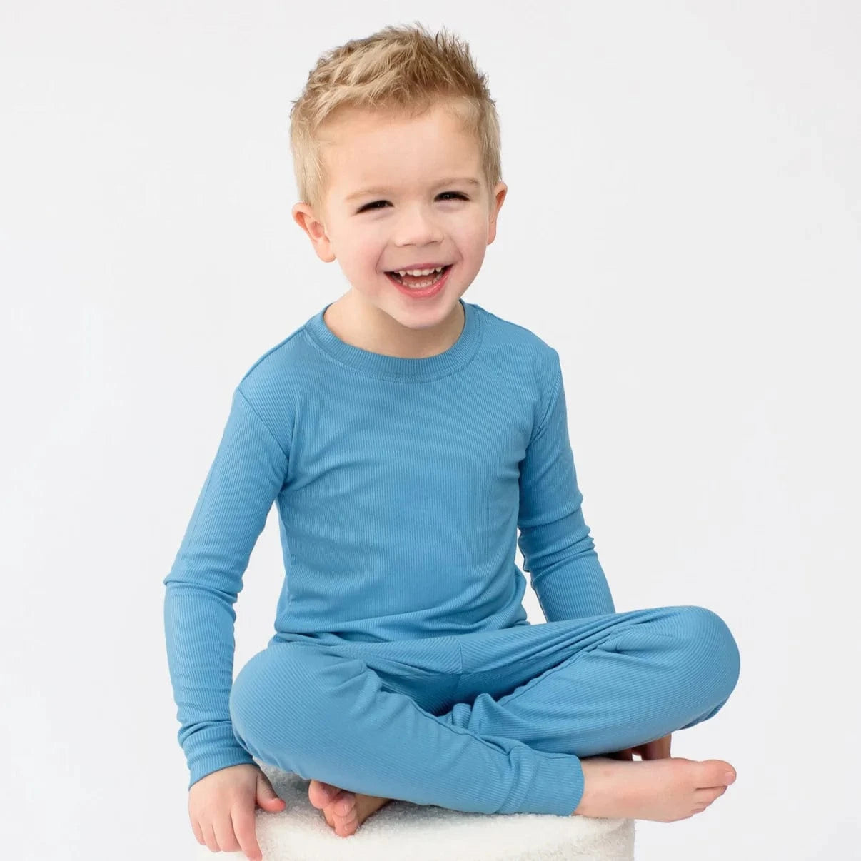 Poolside Blue Small Ribbed Two-Piece Set Brave Little Ones Lil Tulips