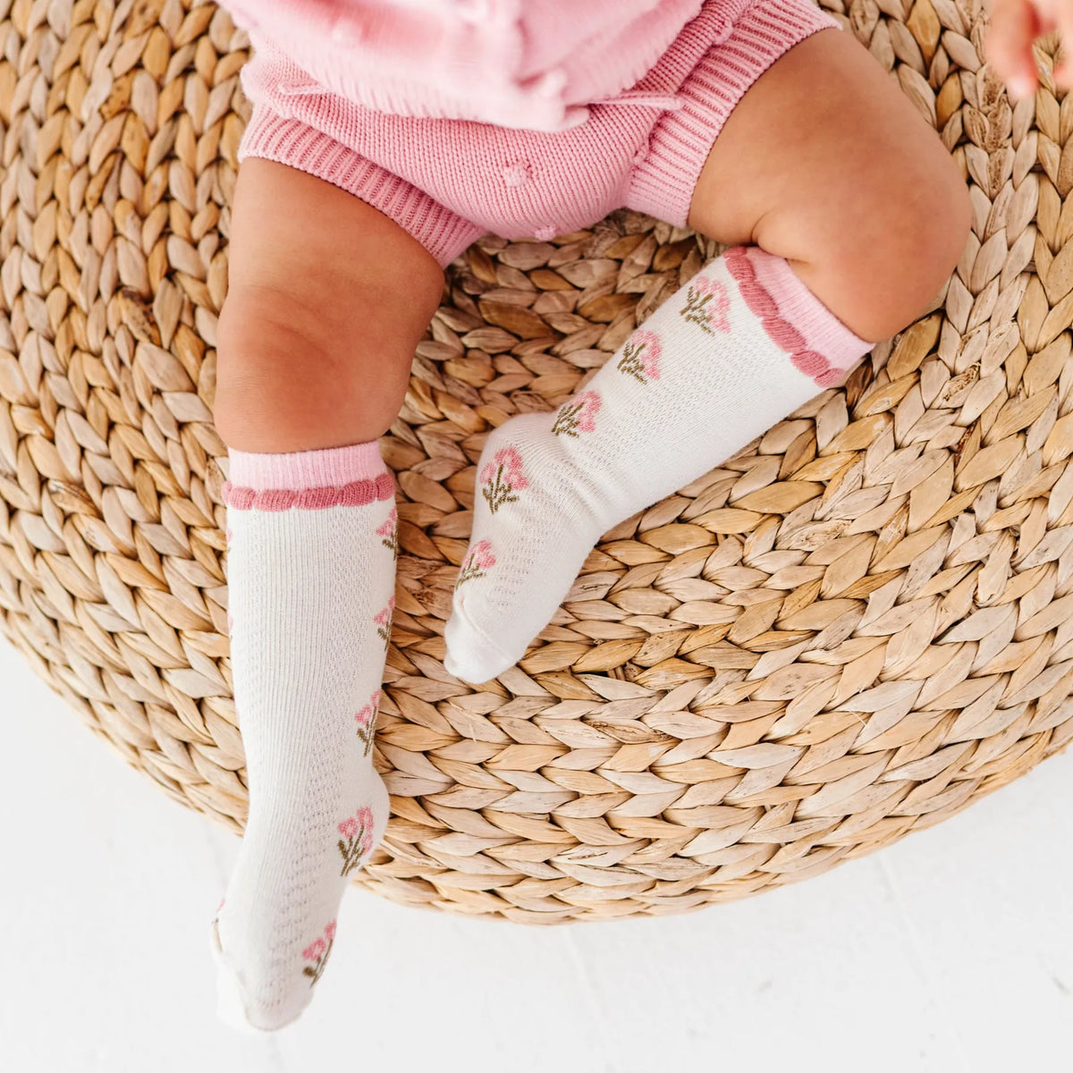 Posie Knee Socks - Old Rose Little Stocking Company Lil Tulips
