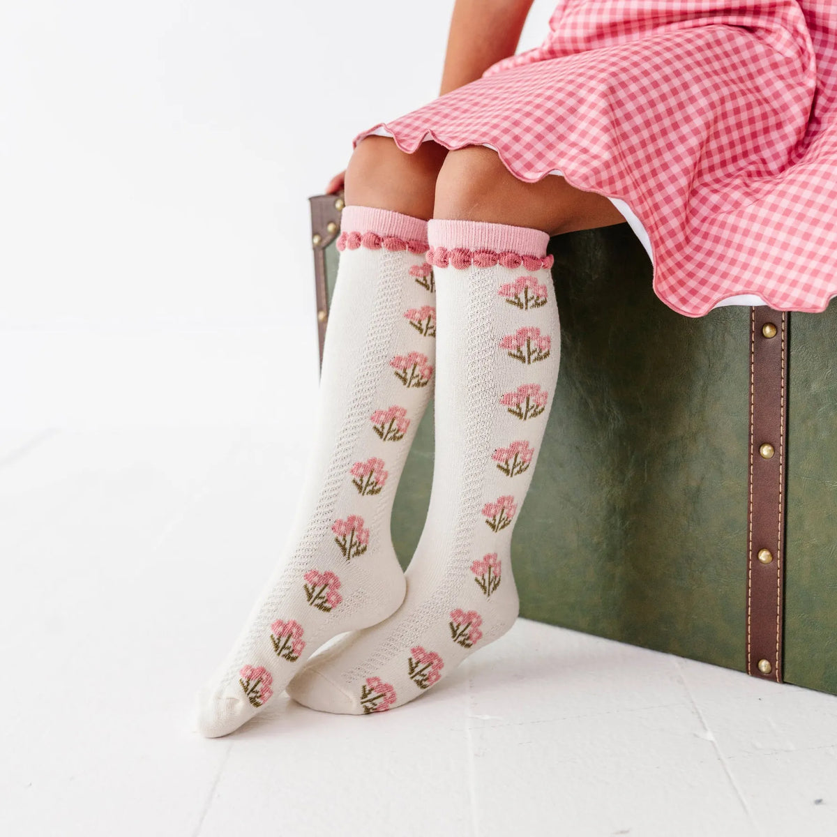 Posie Knee Socks - Old Rose Little Stocking Company Lil Tulips