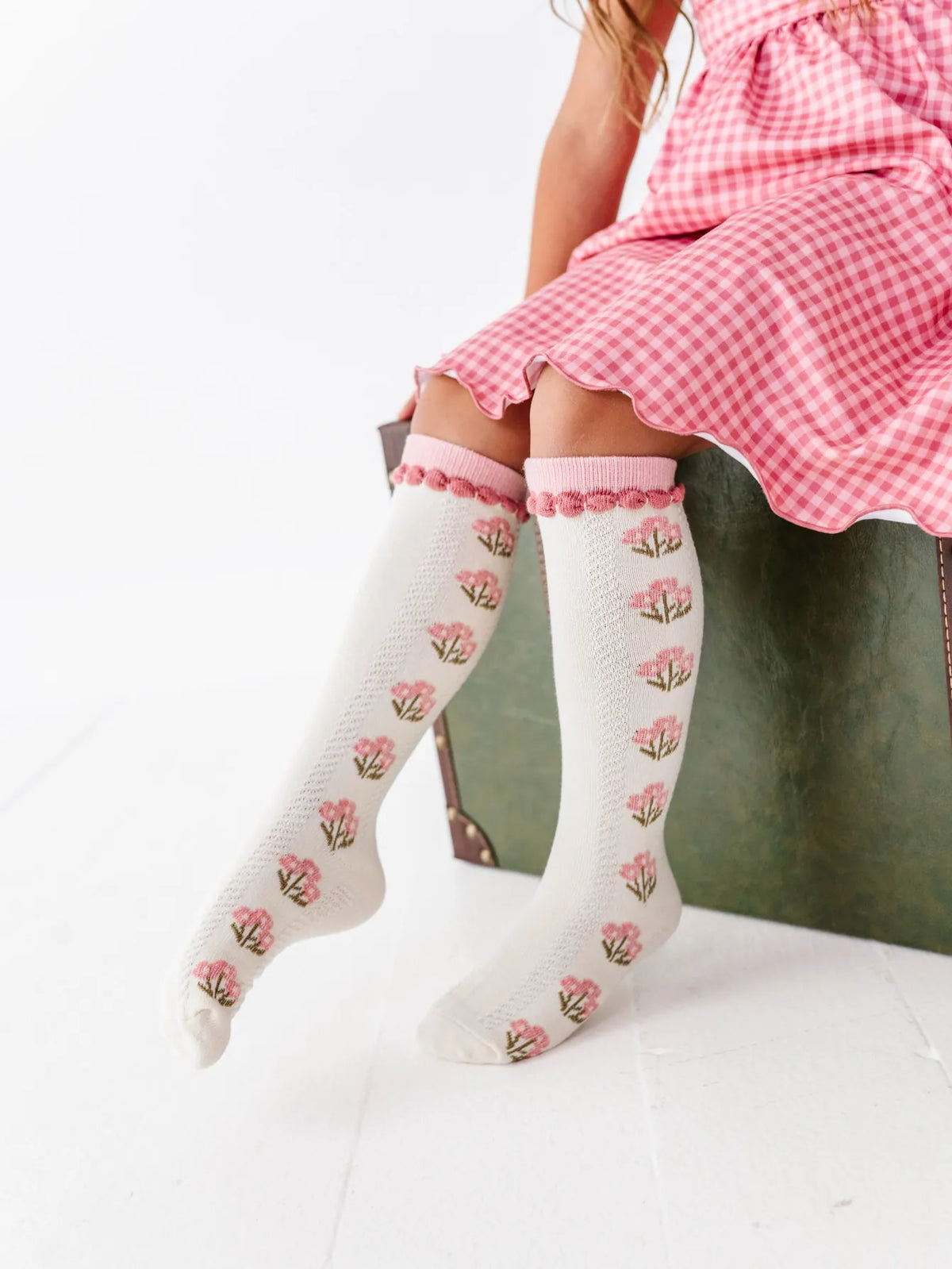 Posie Knee Socks - Old Rose Little Stocking Company Lil Tulips