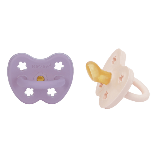 Powder Pink & Lavender Orthodontic Pacifier 2 Pack (3-36 Months) Hevea Lil Tulips