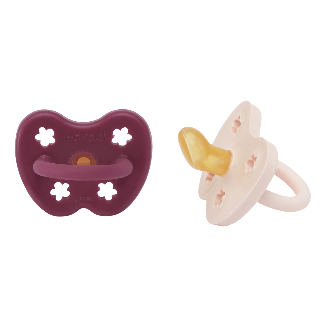 Powder Pink & Rosewood Orthodontic Pacifier 2 Pack (3-36 Months) Hevea Lil Tulips