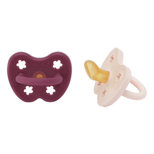 Powder Pink & Rosewood Orthodontic Pacifier 2 Pack (3-36 Months) Hevea Lil Tulips