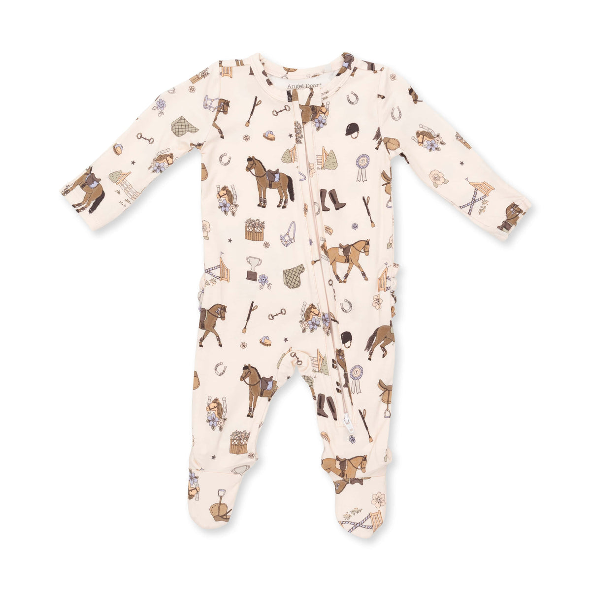 Pretty Equestrian - 2 Way Ruffle Back Zipper Footie Angel Dear Lil Tulips