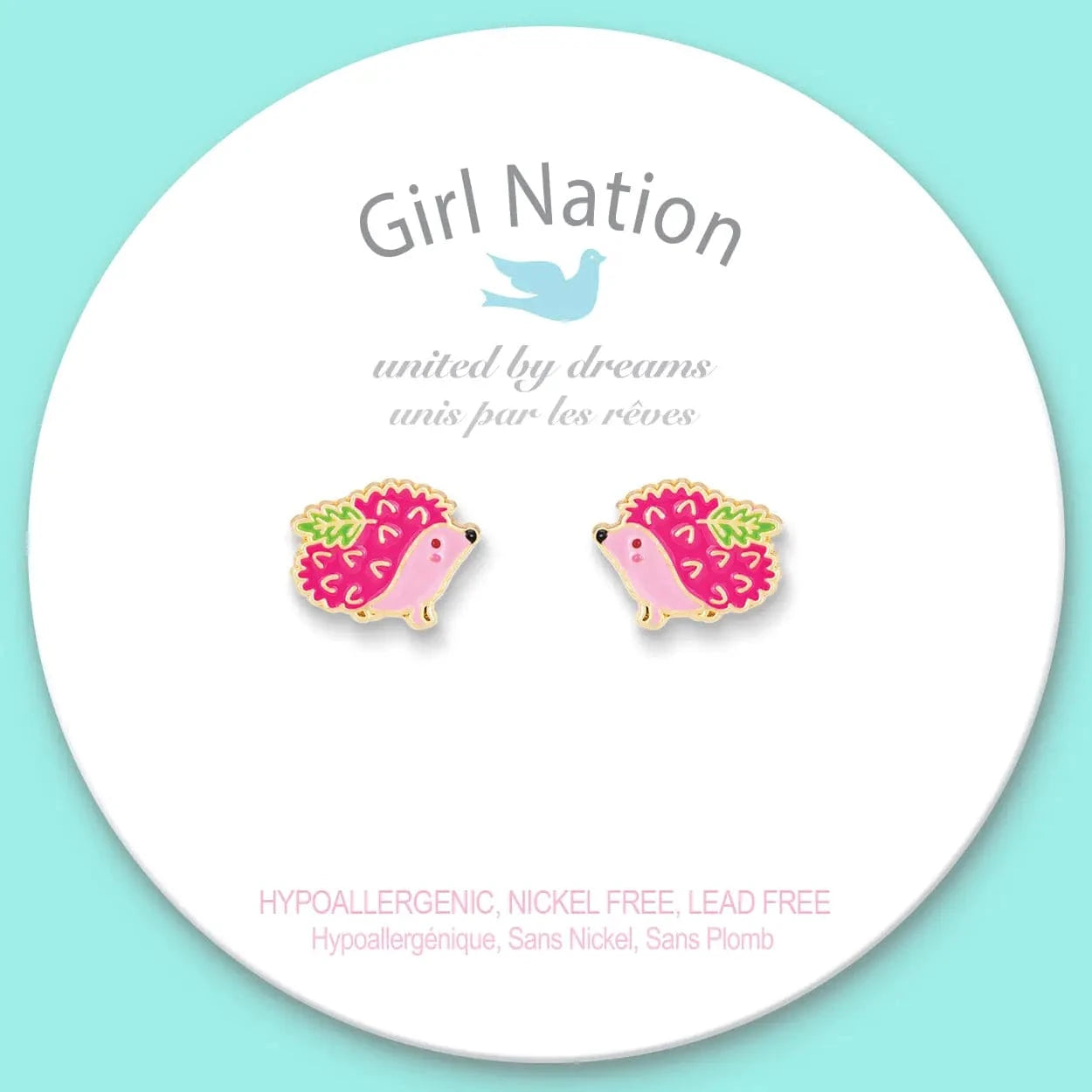 Prickly Pink Hedgehog Cutie Stud Earrings Girl Nation Bracelets Lil Tulips