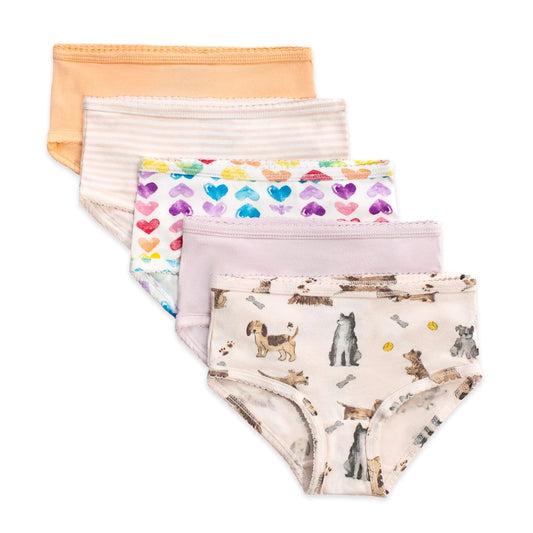 Puppy Party & Rainbow Hearts Underwear - Set of 5 Burt's Bees Baby Lil Tulips