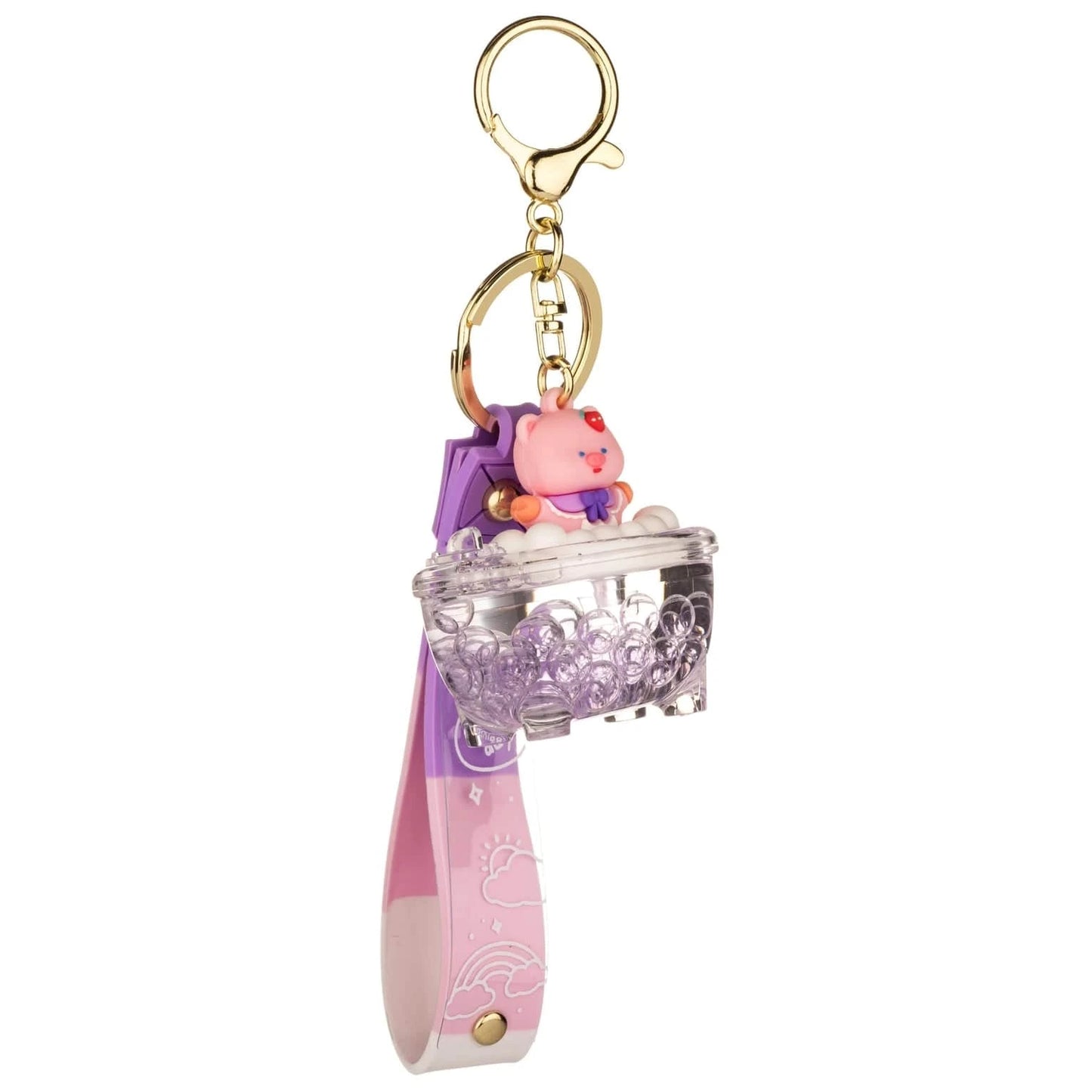 Purple Cute Bathtub Pig Liquid Effect Sensory Keychain Kawaii Slime Company Lil Tulips