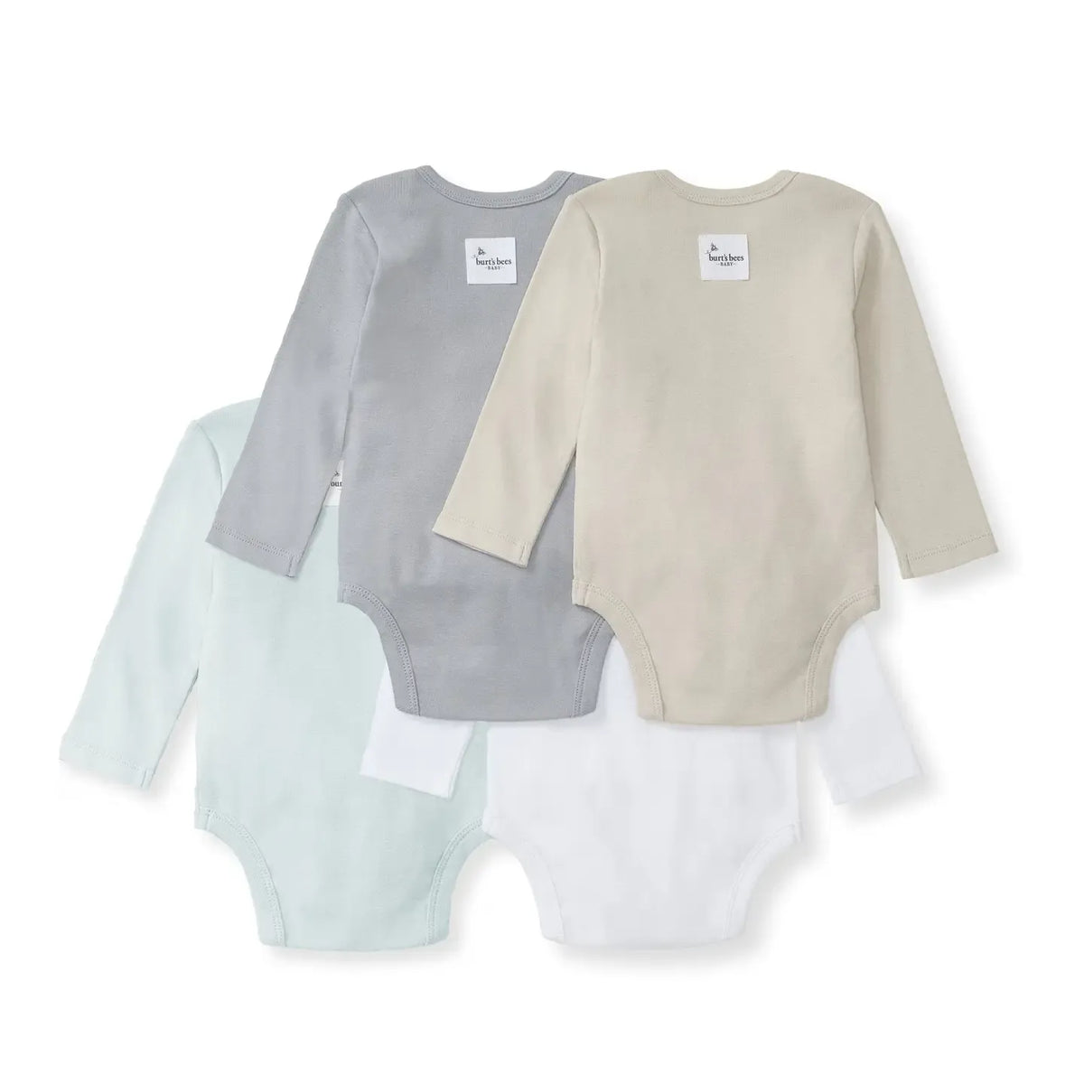 Quarry Solid Organic Cotton Long Sleeve Baby Bodysuit Pack of 4 Burt's Bees Baby Lil Tulips