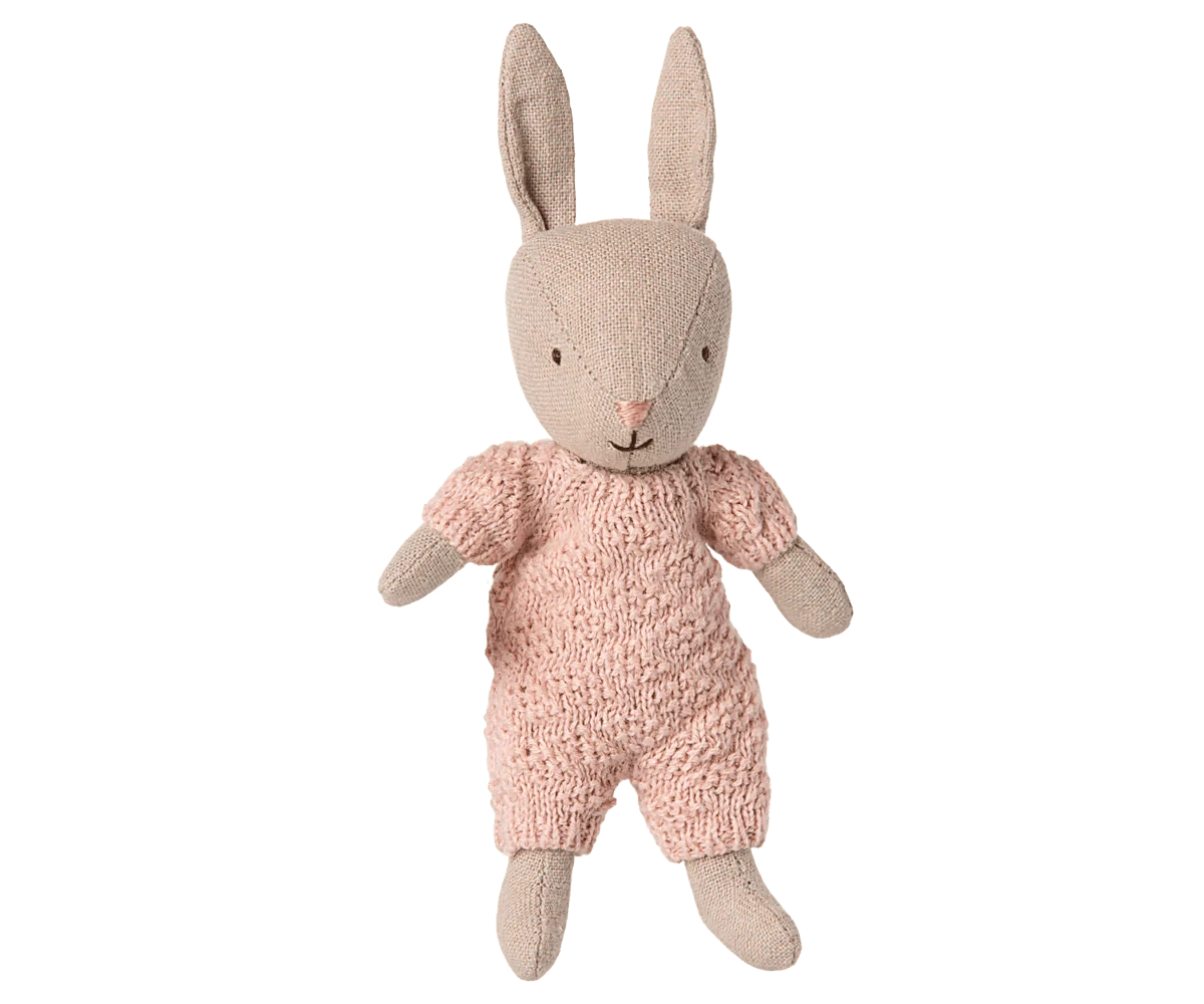 Rabbit, Micro - Sand - Rose knitted suit Maileg Lil Tulips