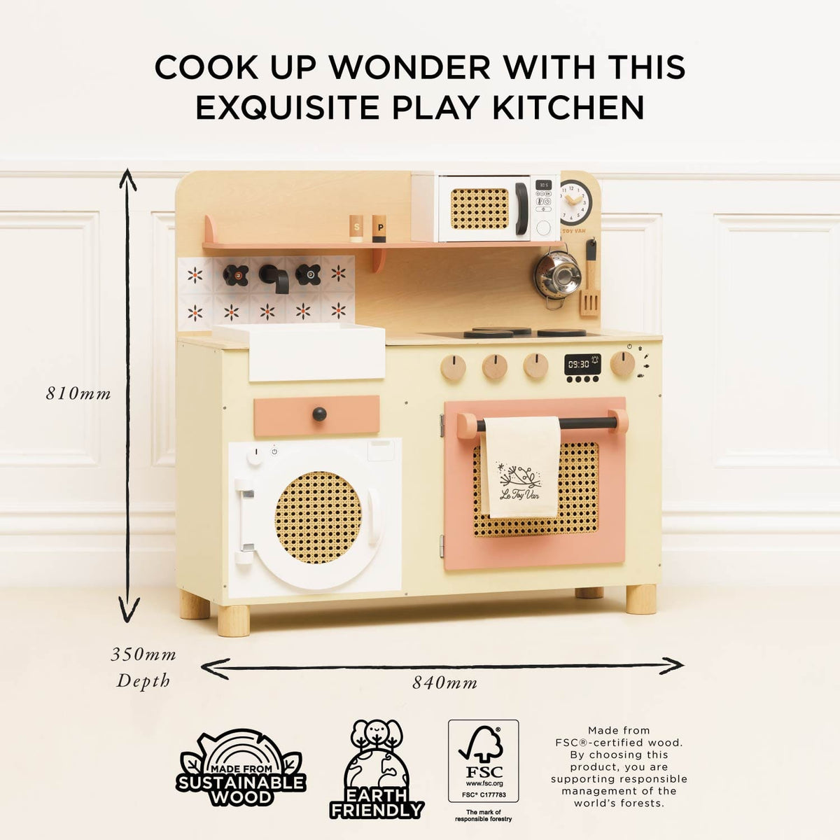 Rattan Family Size Wooden Play Kitchen Le Toy Van Lil Tulips