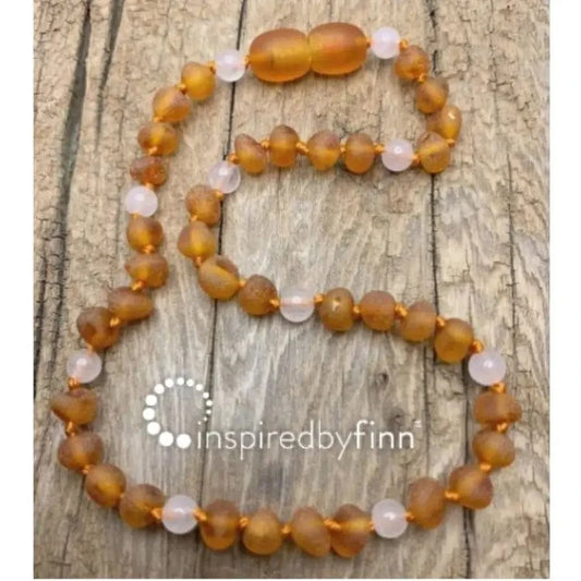 Raw Baltic Amber Necklace – Cider Rose Quartz inspired by finn Lil Tulips