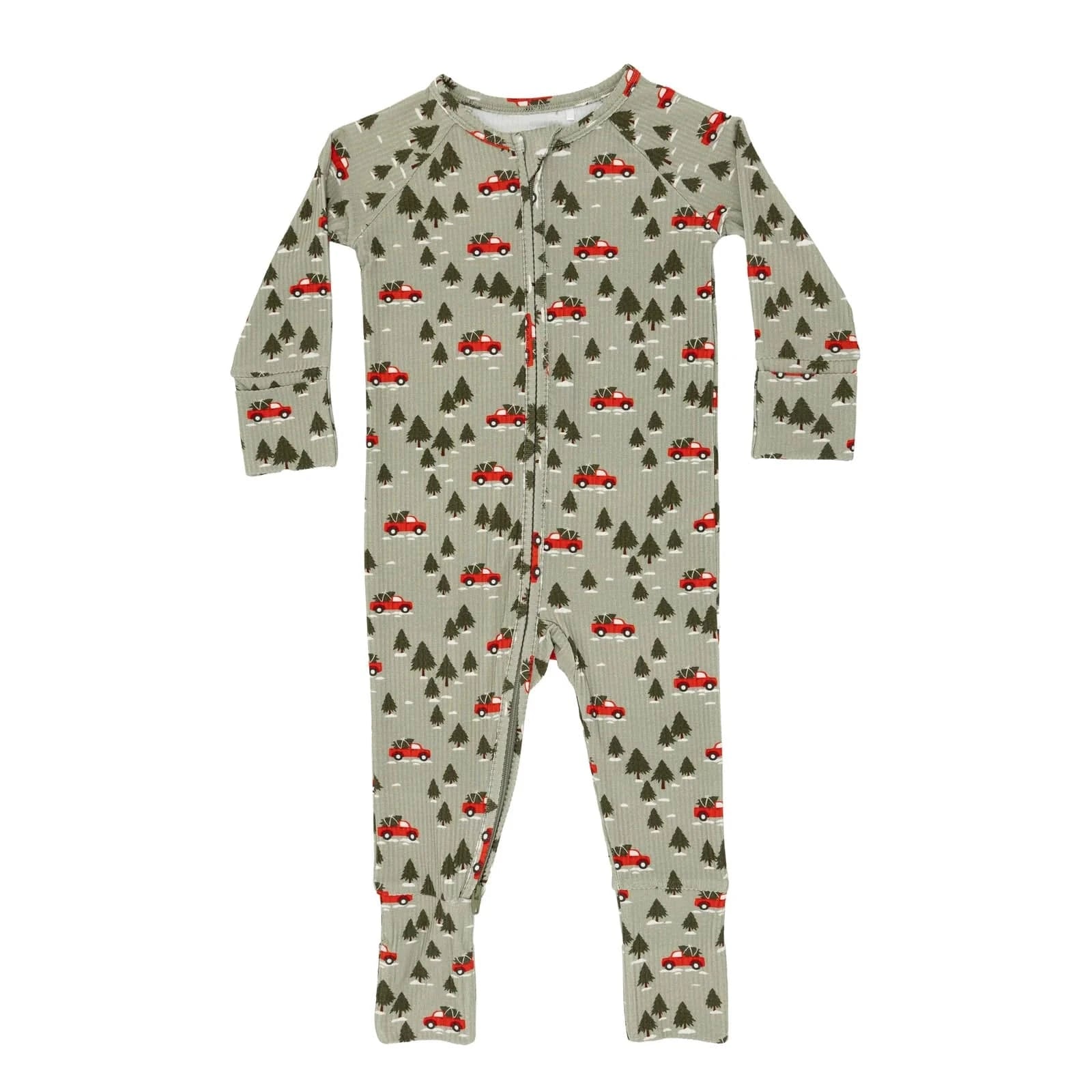 Red Christmas Trucks Small Ribbed Zip Romper Brave Little Ones Lil Tulips