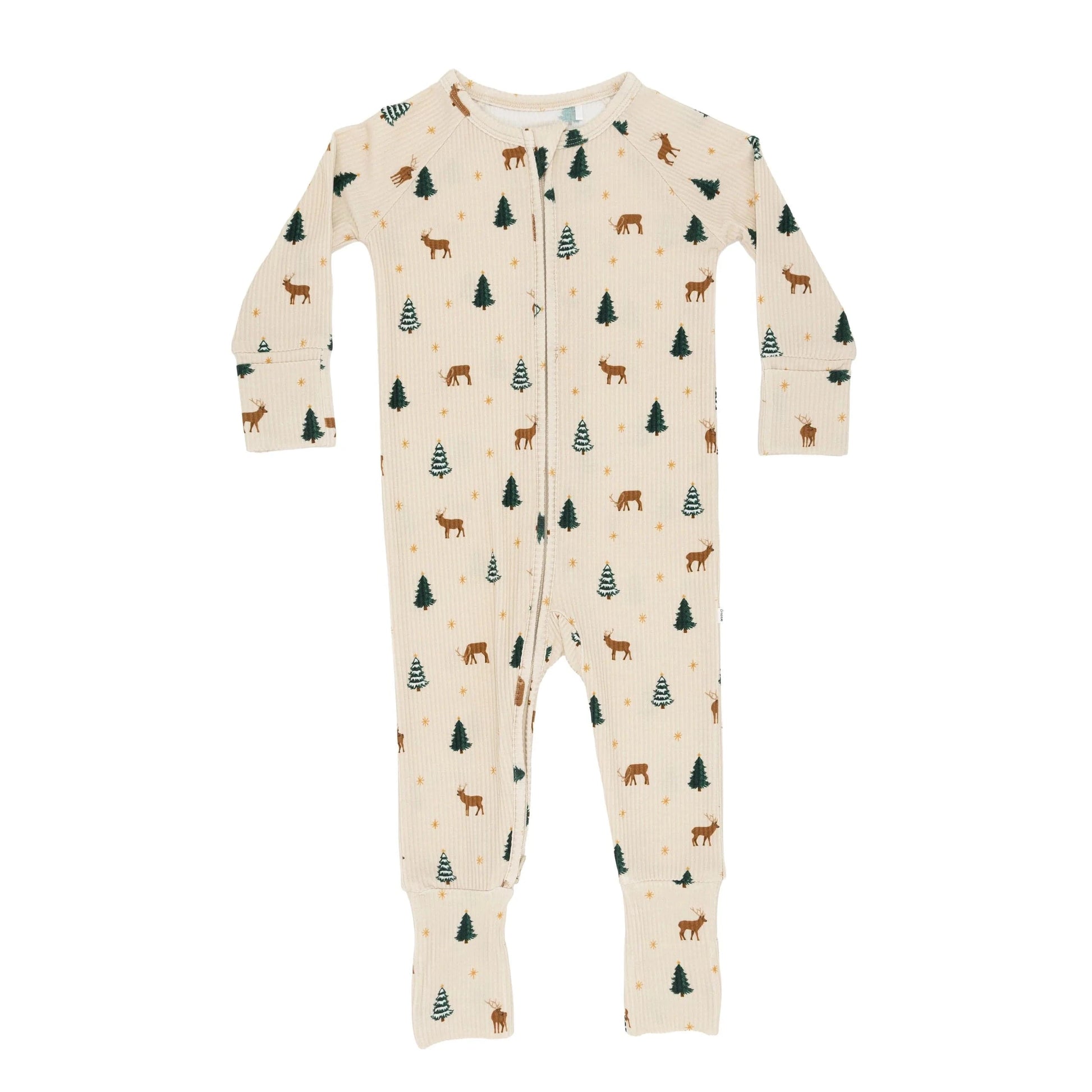 Reindeer Forest Small Ribbed Zip Romper Brave Little Ones Lil Tulips