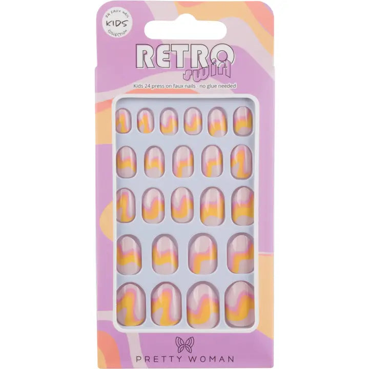 Retro Swirl Kids Press On Nails Pretty Woman Lil Tulips