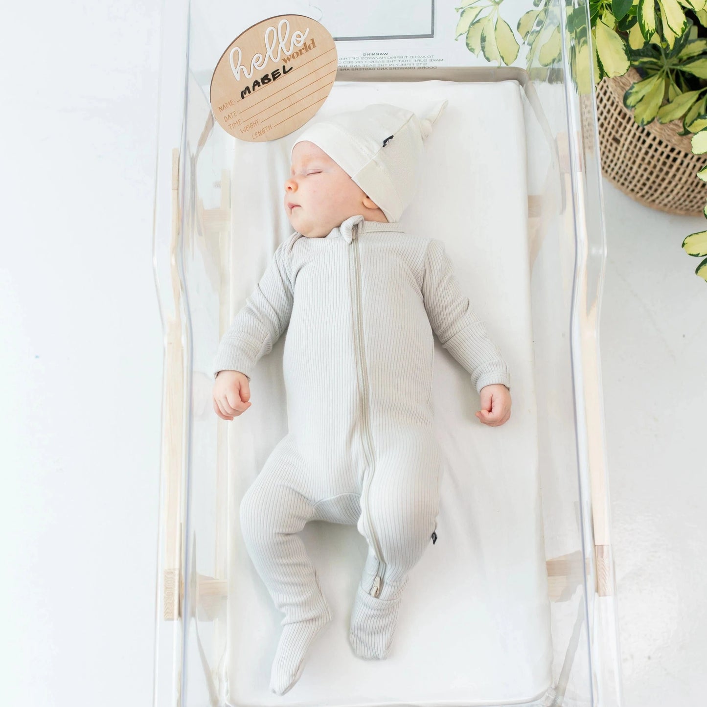 Ribbed Zipper Footie in Oat Kyte Baby Lil Tulips